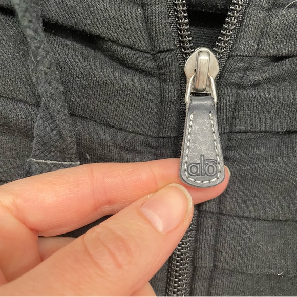 Alo Yoga Black Full Zip Raw Hedges Fitness Running Jacket XS - Picture 4 of 12